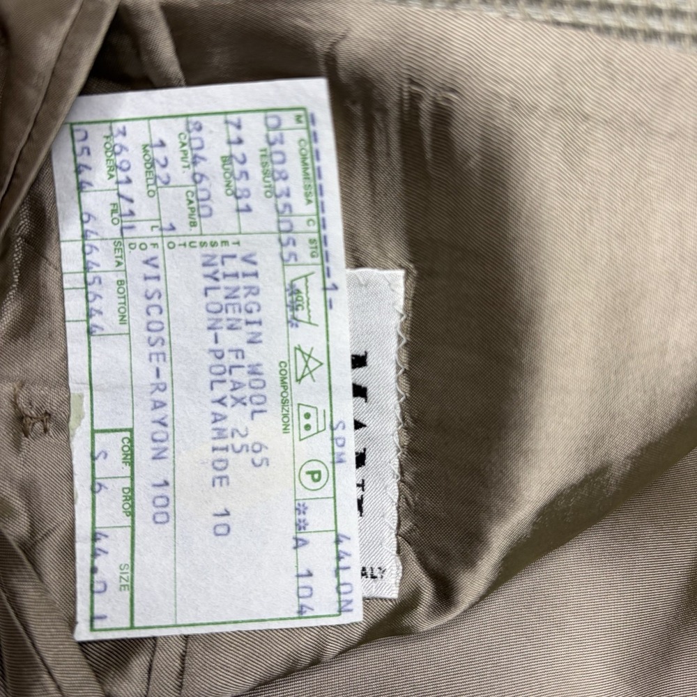 MANI Wool Linen Glen Plaid Striped Double Breasted Blazer Mens 44L Made In Italy - Picture 6 of 12